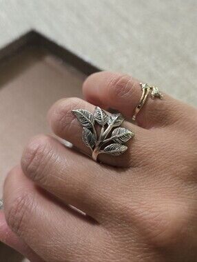 Paz Creations Sterling Silver Leaf Cluster Ring